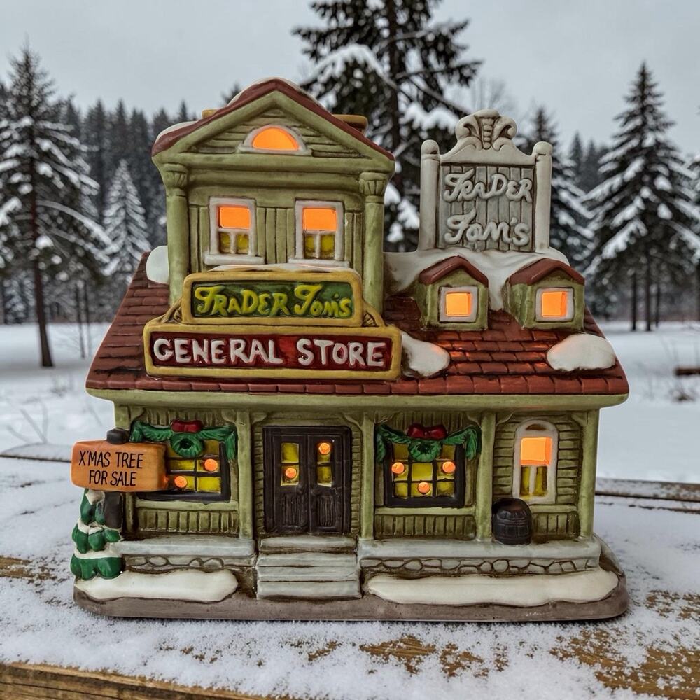 Vtg. 1987 Lefton Colonial Village "Trader Tom's General Store" 7”x6.5”x5”